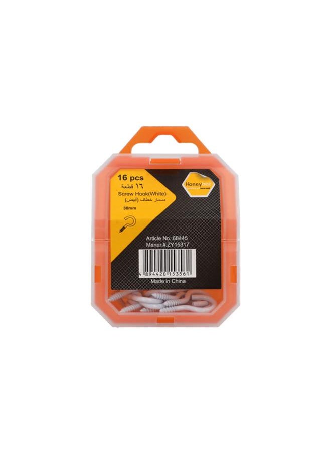 HONEY BEE 16-Piece Rust and Corrosion Resistant Screw Hooks White 30mm ZY15317  - Image 1