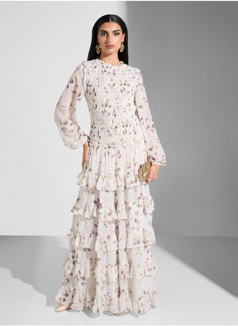 True Decadence - Floral Print Ruffled Dress - Image 1