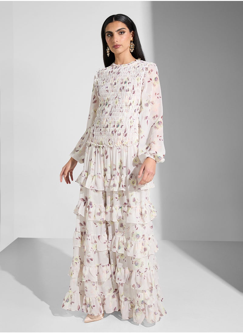 True Decadence - Floral Print Ruffled Dress - Image 1