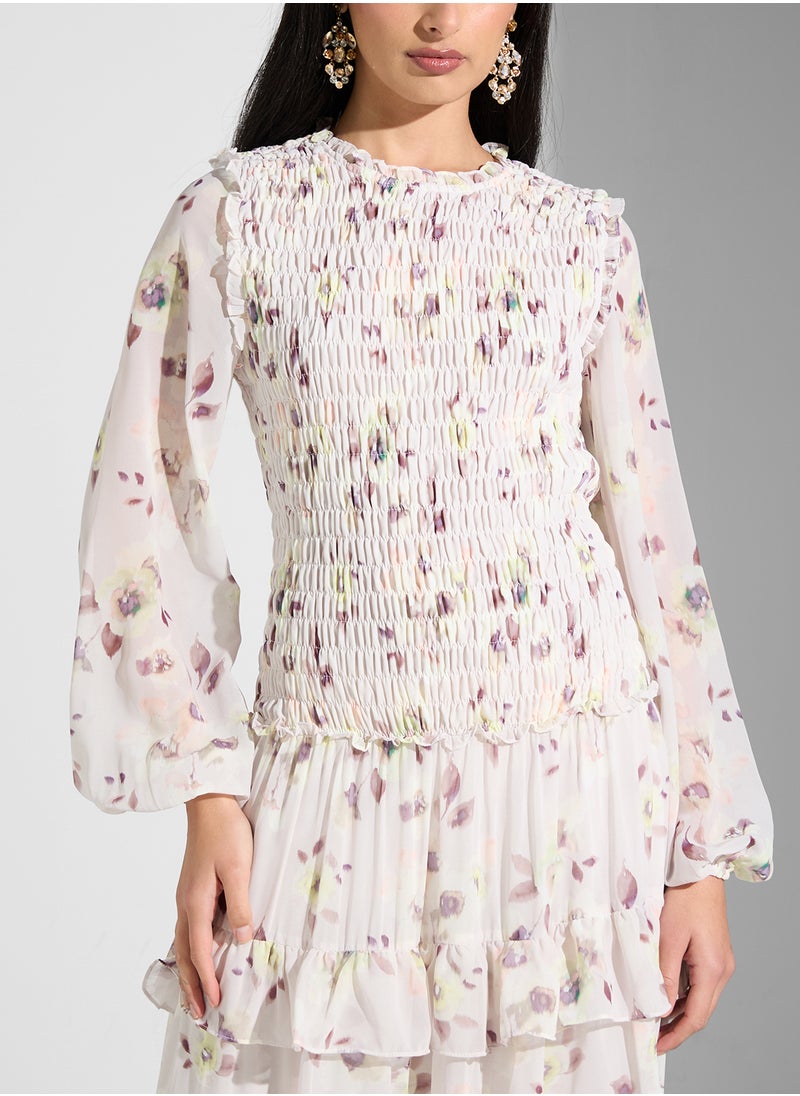 True Decadence - Floral Print Ruffled Dress - Image 1
