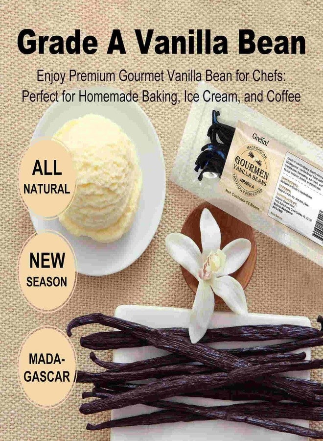 GRELIM 12 Madagascar Vanilla Beans New Season Grade A Whole Vanilla Pods Great for Vanilla Extract and Baking - Image 2