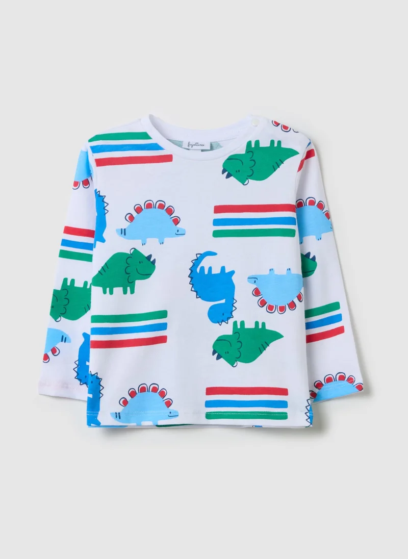 Ovs T-Shirt With Long Sleeves And All-Over Print
