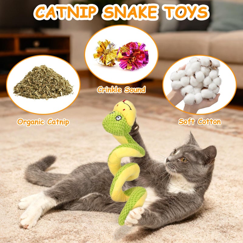 Retro Shaw Cat Toys, 14 Inches Crinkle Snake Cat Toy with Catnip & Silvervine - Interactive Chew Toy for Cats, Realistic Stuff Snake for Biting & Play, Suitable for Large-Breed Cats - Image 4