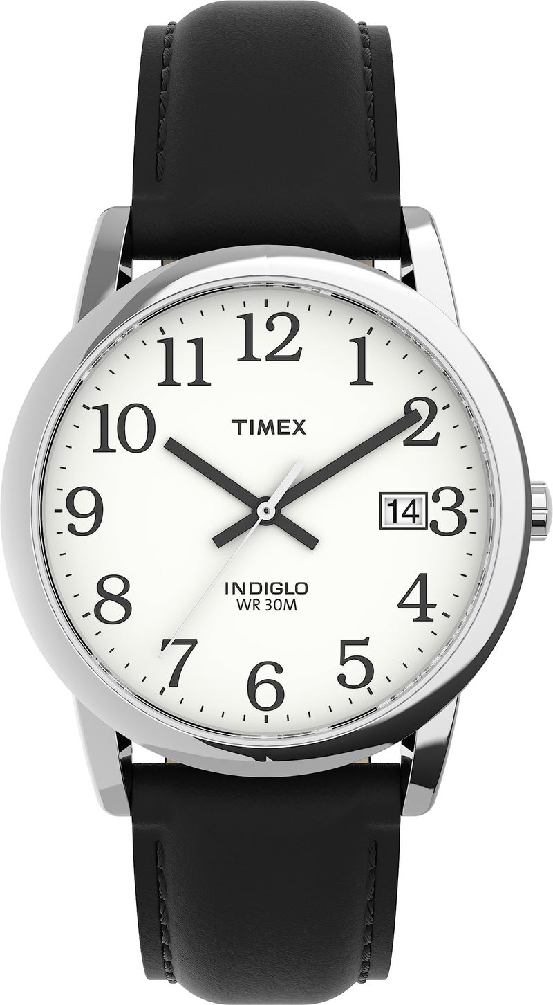 TIMEX ساعة تيمكس T2H281 إيزي ريدر بحزام جلد أسود 35 مم - Image 1