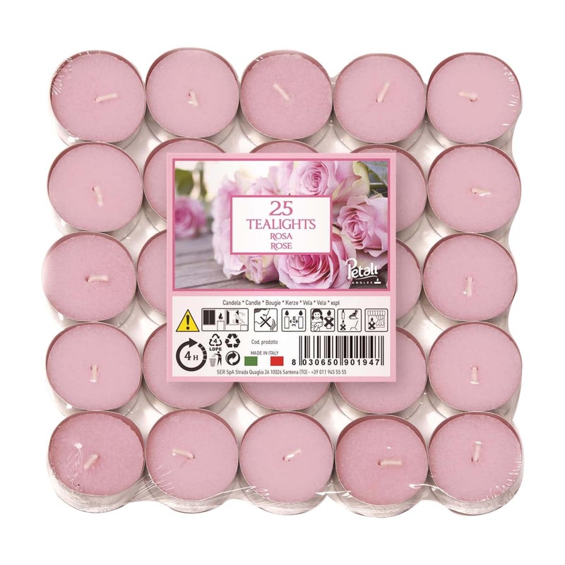 Prices Petali Brand Scented Tealights  25 Pack Tealights 4 Hour Burn Time  Available in Multiple Scents Rose