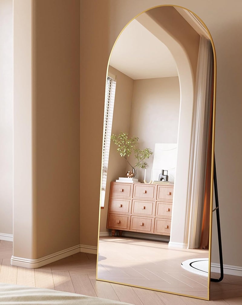 ITSRG Floor Mirror, Full Length Mirror with Stand, Arched Wall Mirror, 27"x71"Mirror Full Length, Gold Floor Mirror Freestanding, Wall Mounted Mirror for Bedroom Living Room, Gold - Image 3