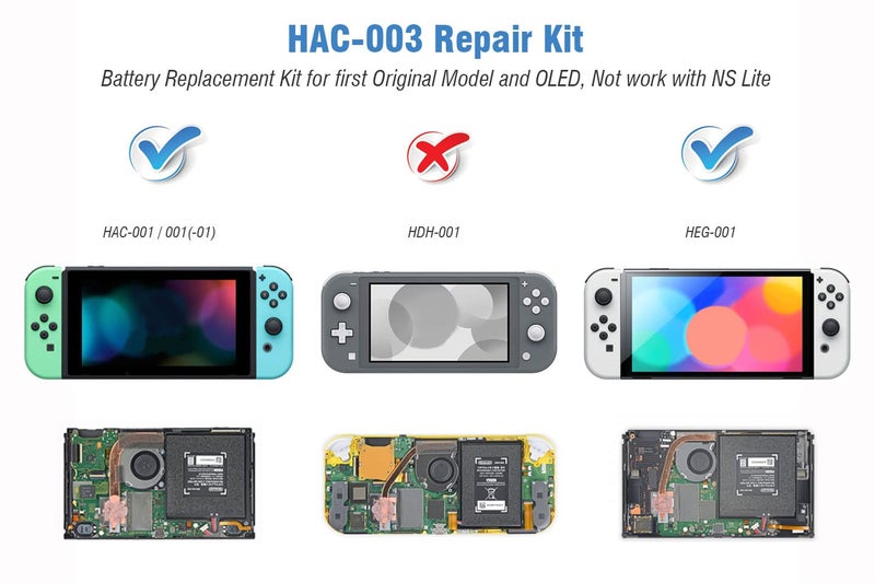 ElecGear 1 x Replacement Battery for Nintendo Switch Console, HAC-003 Internal Rechargeable Li-ion Battery for Switch HAC-001, 3.7V 4310mAh 16.0Wh with Repair Tool Kit - Image 2