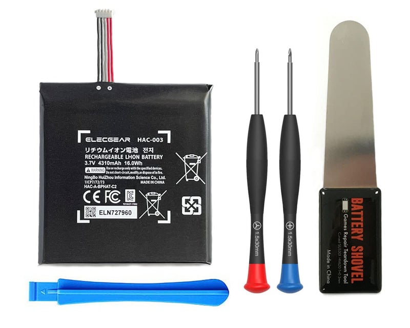 ElecGear 1 x Replacement Battery for Nintendo Switch Console, HAC-003 Internal Rechargeable Li-ion Battery for Switch HAC-001, 3.7V 4310mAh 16.0Wh with Repair Tool Kit - Image 1