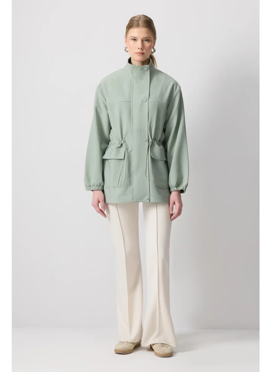 Touche Stand Collar Crepe Jacket