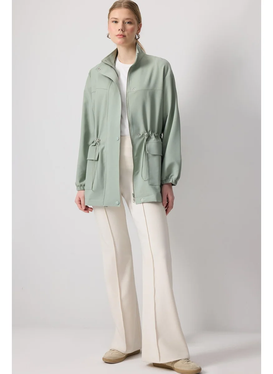 Touche Stand Collar Crepe Jacket