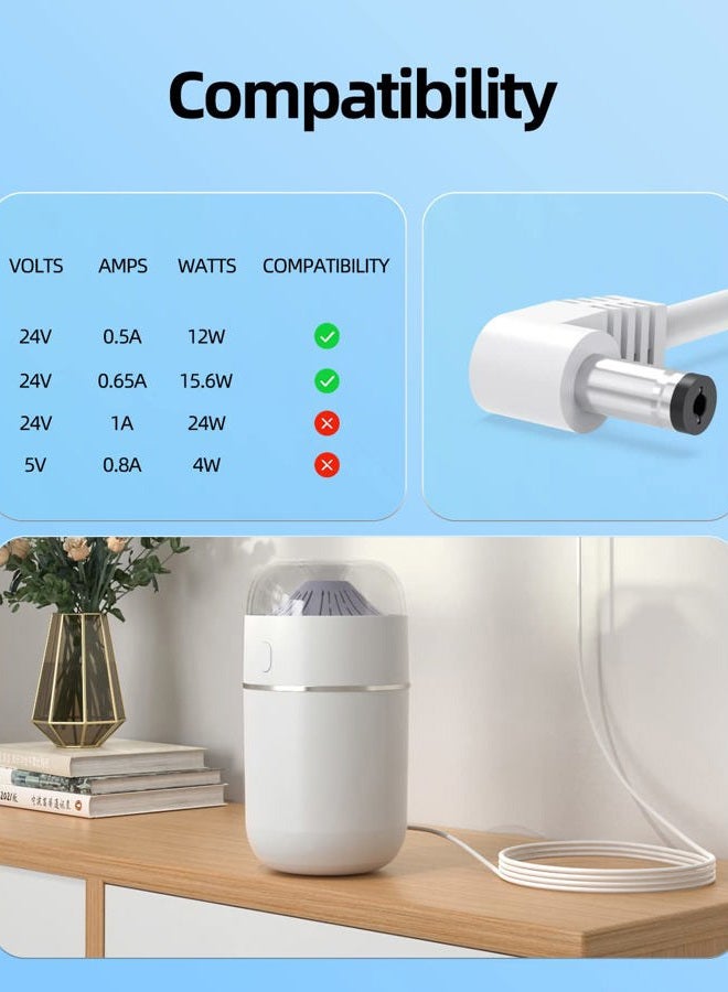 Superer 24V Power Cord Fit for Essential Oil Diffuser Aroma Humidifier Diffuser Young Living, doTERRA, InnoGear, Aromatherapy, ASAKUKI Replacement Charger Supply Adapter (UL Listed) - Image 3