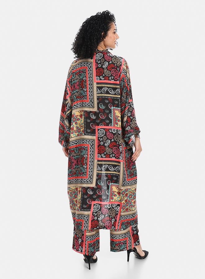 Red Circle Women's Kimono Floral Pants Suit - Image 3