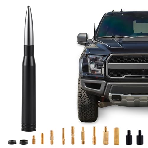 BJSIA Upgrade Universal Car Antenna Compatible with Ford, Dodge, Chevrolet, GMC, Jeep, Toyota Truck Antenna - Made of Rugged Billet and Aluminum, Gray, Car Accessories - Image 1