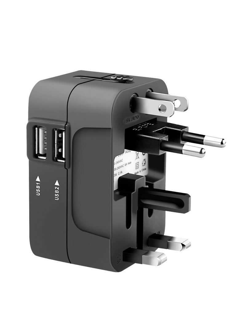 Universal All in One Phone Charger, Worldwide Plug Adapter with Dual USB Charging Ports for USA/EU/UK/AU - Image 3