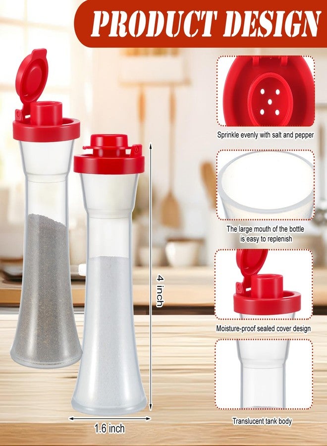 Reallnaive 2 Pcs Mini 4 Inch Plastic Salt and Pepper Shakers Set - Hourglass Covered Salt Pepper Shakers with Lids Airtight Seasoning Bottle Dispenser for Home Kitchen Restaurant Lunch Outdoor Picnic - Image 2
