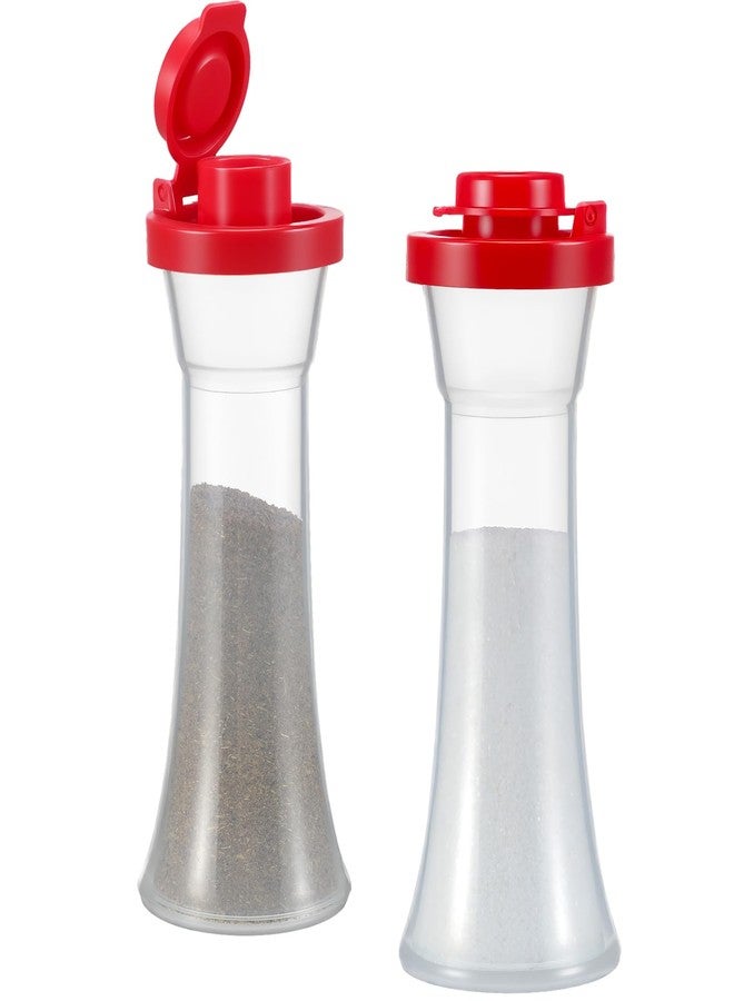 Reallnaive 2 Pcs Mini 4 Inch Plastic Salt and Pepper Shakers Set - Hourglass Covered Salt Pepper Shakers with Lids Airtight Seasoning Bottle Dispenser for Home Kitchen Restaurant Lunch Outdoor Picnic - Image 1