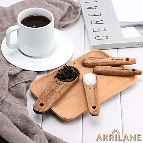 AKRILANE Wooden Measuring Spoons Set Kitchen Utensil Set Tools | Premium Acacia Wooden Spoon Kitchen Utensils for Chefs | Engraved Accurate Spoons for Dry and Liquid Ingredients | Set of 4 - Image 5