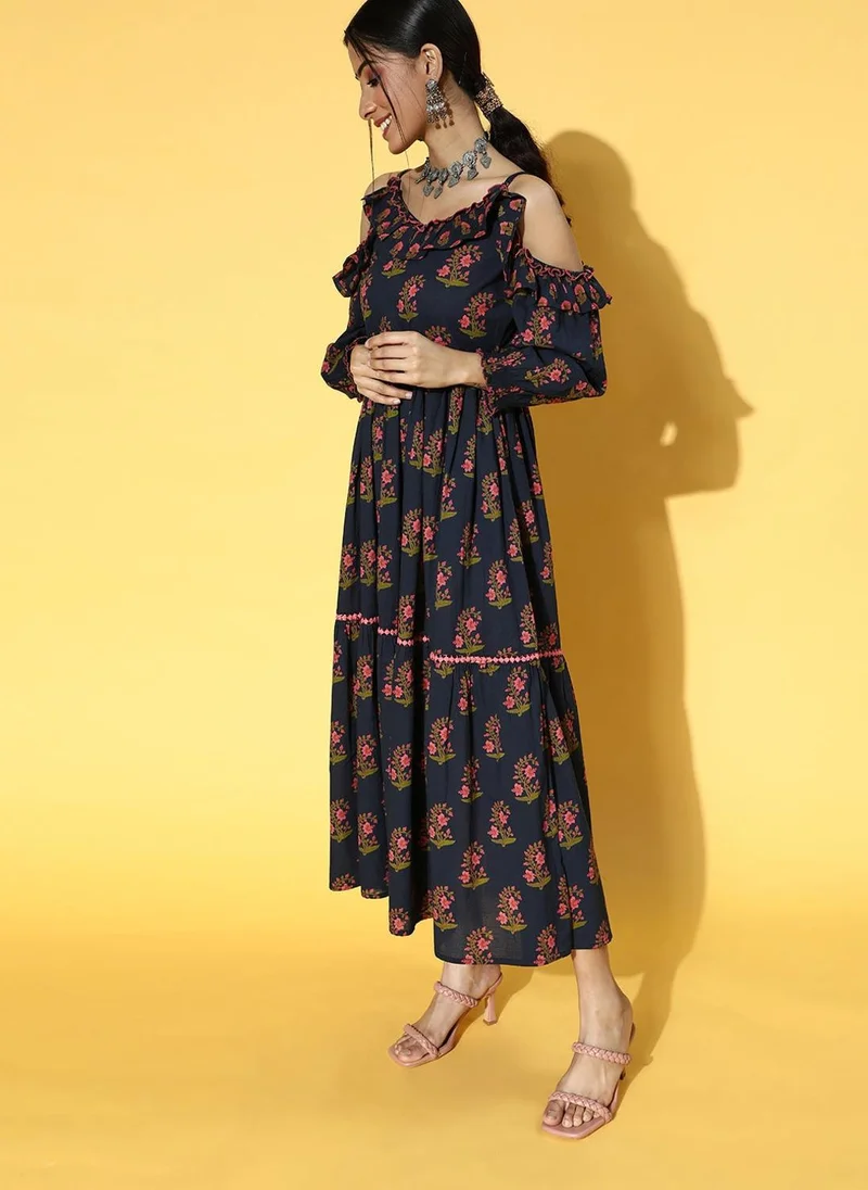 زيري سوق Floral Cold Shoulder Dress