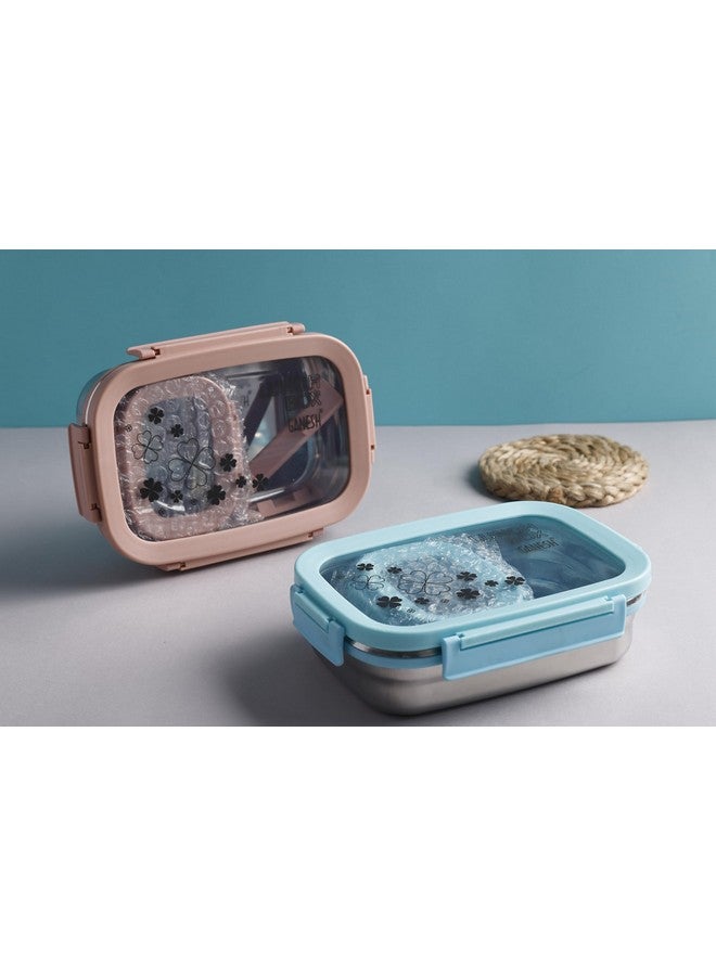 GANESH Alpha Juinor Stainless Steel Insulated Lunch Box for School & Office, Airtight Leak-Proof, Unbreakable Lid, Snacks Tiffin Box - (650ml 1pc + 140ml 1 Pc) -Pink - Image 5