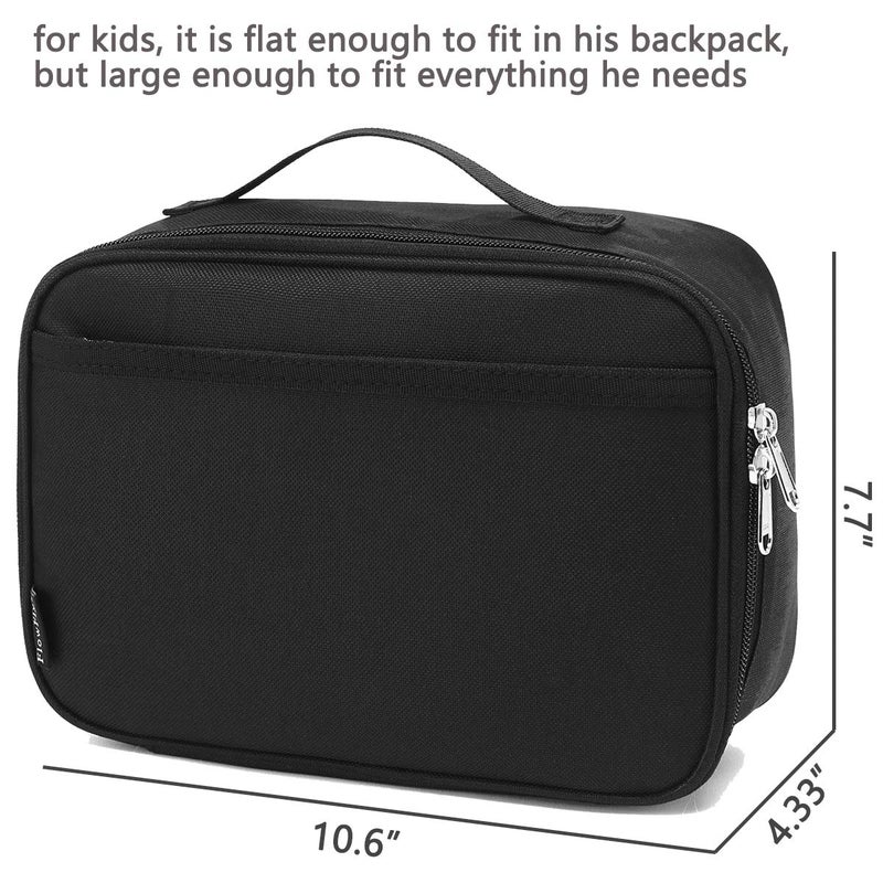 FlowFly Kids Lunch box Insulated Soft Bag Mini Cooler Back to School Thermal Meal Tote Kit for Girls, Boys, Black - Image 4