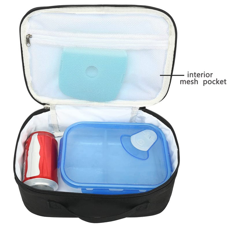 FlowFly Kids Lunch box Insulated Soft Bag Mini Cooler Back to School Thermal Meal Tote Kit for Girls, Boys, Black - Image 3