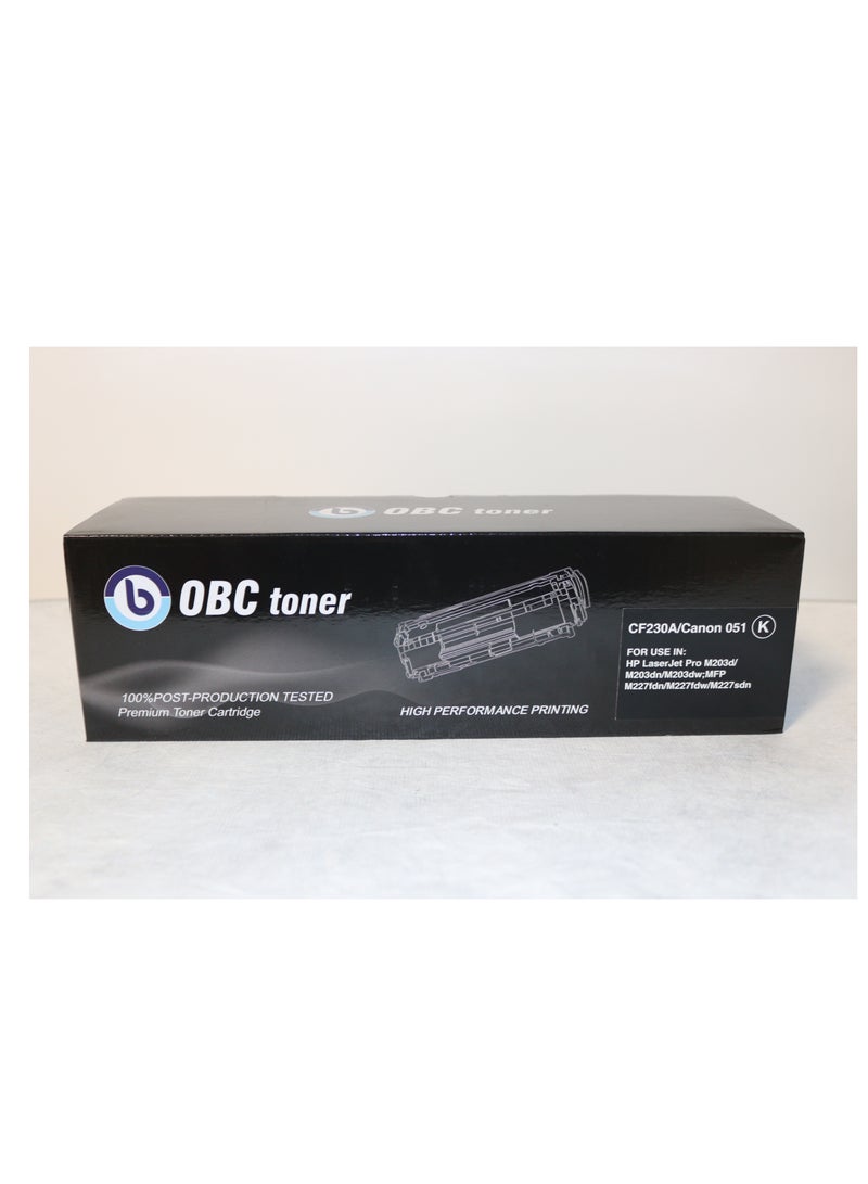OBC Compatible OBC black laser toner cartridge, replacement for Canon CF230A/051. Prints up to 1500 pages in professional color quality. - Image 1