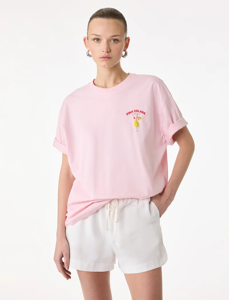 كوتون Back Printed T-Shirt