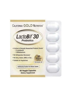 California Gold Nutrition Dietary Supplement LactoBif Probiotics 30 Billion CFU 60 Veggie Capsules  - Image 1