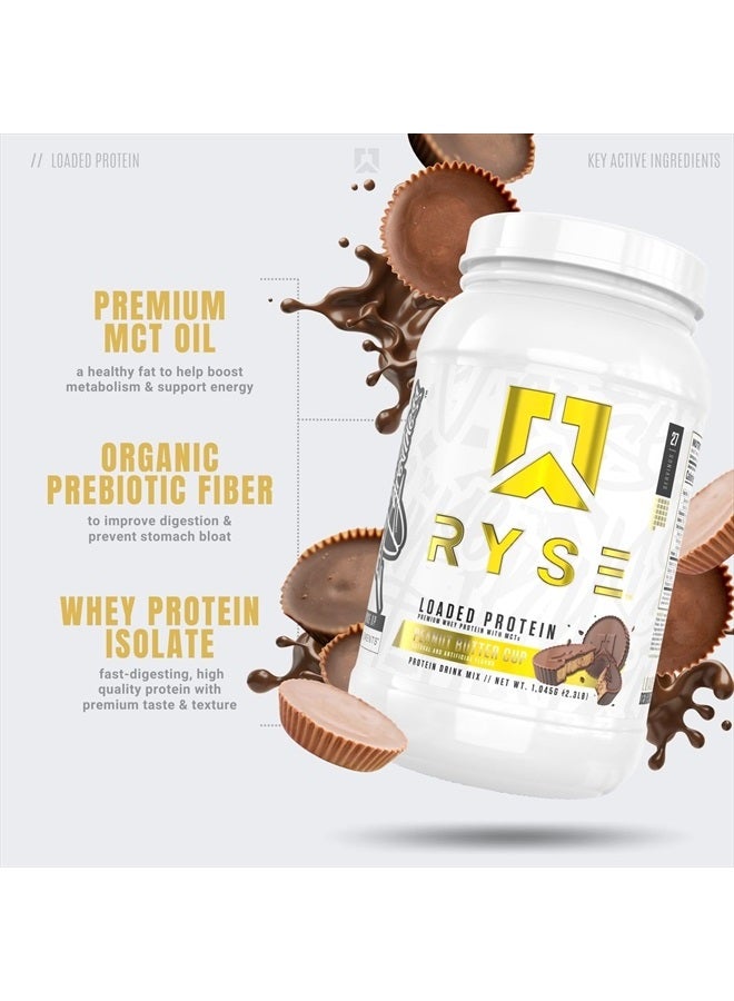 RYSE Up Supplements Loaded Protein Powder | 25g Whey Protein Isolate & Concentrate | with Prebiotic Fiber & MCTs | Low Carbs & Low Sugar | 27 Servings (Peanut Butter Cup)  - Image 3