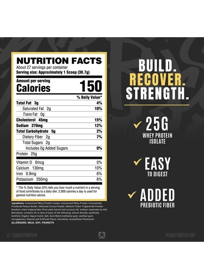 RYSE Up Supplements Loaded Protein Powder | 25g Whey Protein Isolate & Concentrate | with Prebiotic Fiber & MCTs | Low Carbs & Low Sugar | 27 Servings (Peanut Butter Cup)  - Image 2