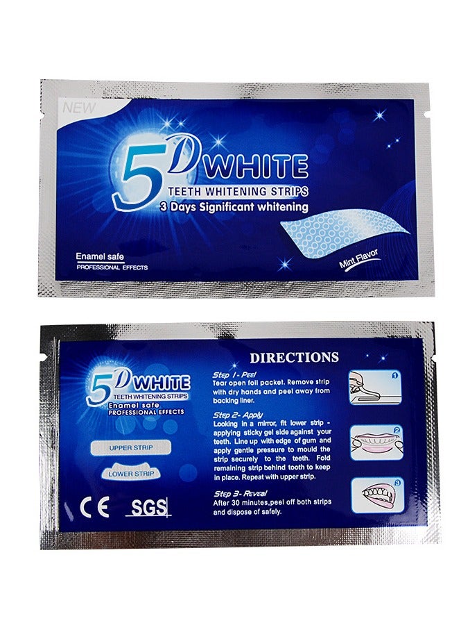 5D Premium Teeth Whitening Strips Safe On Enamel, Home Teeth Whitening kit, Removes coffee, Wine, and Stains (28 Strips/14 Treatments) - Image 4