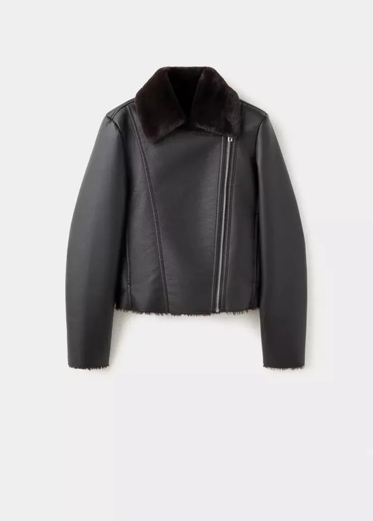 Mango  Faux-Fur Biker Jacket for Women | Best Price UAE
