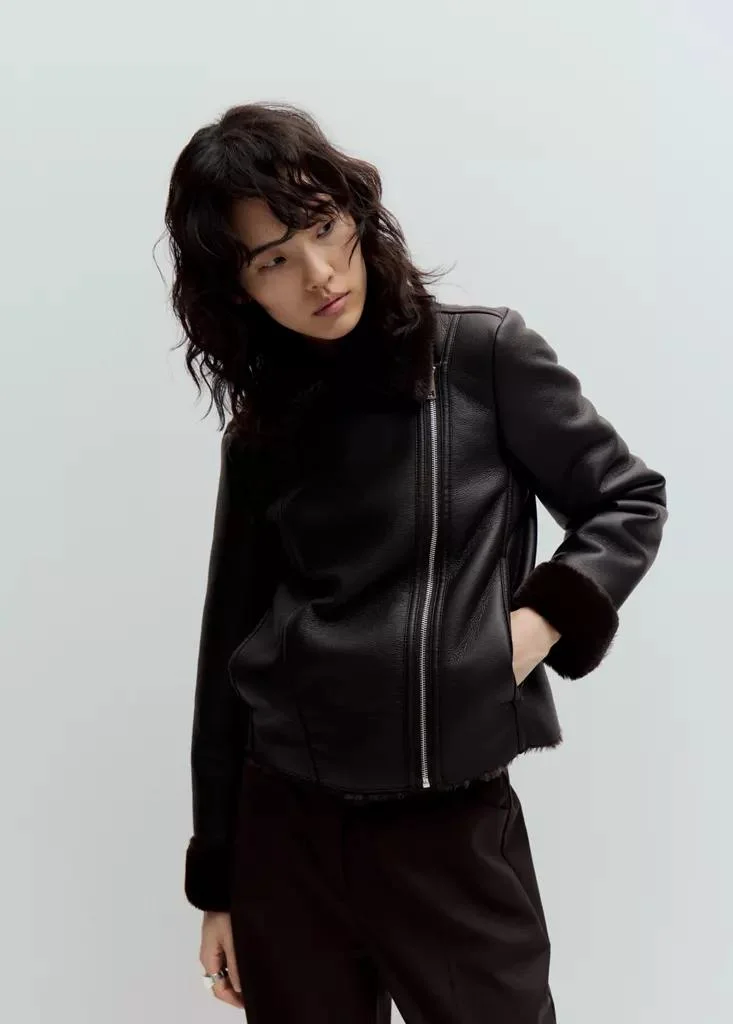 Mango  Faux-Fur Biker Jacket for Women | Best Price UAE