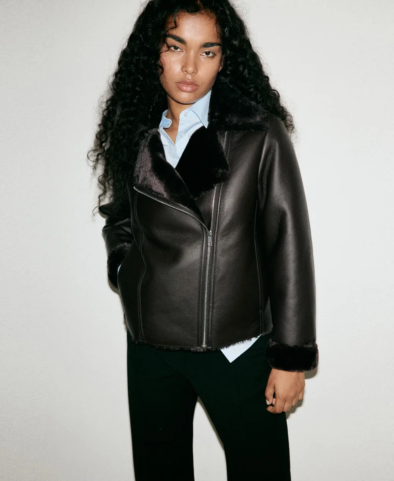 Faux-Fur Biker Jacket