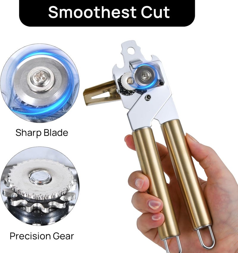 Eleckey Gold Can Opener & Bottler Openers, Heavy Duty Stainless Steel Manual Can Openers - Image 3