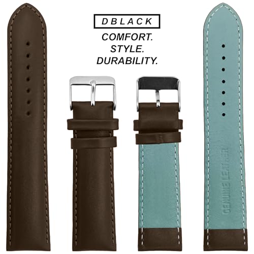 DBLACK ‘’ZEUS’’ Genuine Leather Watch Strap, Minimalist Design Watch Belt // For 18mm, 20mm, 22mm, or 24mm Full-Padded Watch Band (Choose Your Size & Color) (Brown, 18mm) - Image 4