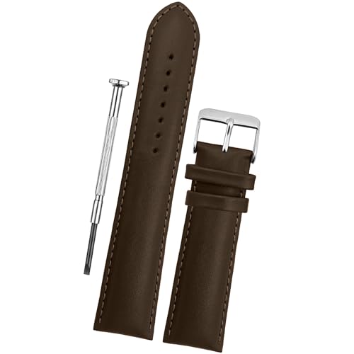 DBLACK ‘’ZEUS’’ Genuine Leather Watch Strap, Minimalist Design Watch Belt // For 18mm, 20mm, 22mm, or 24mm Full-Padded Watch Band (Choose Your Size & Color) (Brown, 18mm) - Image 1