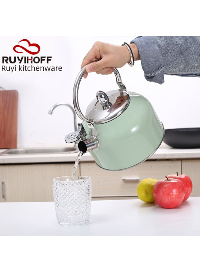 Stainless Steel Spray Color Japanese Pot Household Gas Whistle Kettle High-rise Pot 2.5 Liters Anti-scald-Capacity:2.5L - Image 3