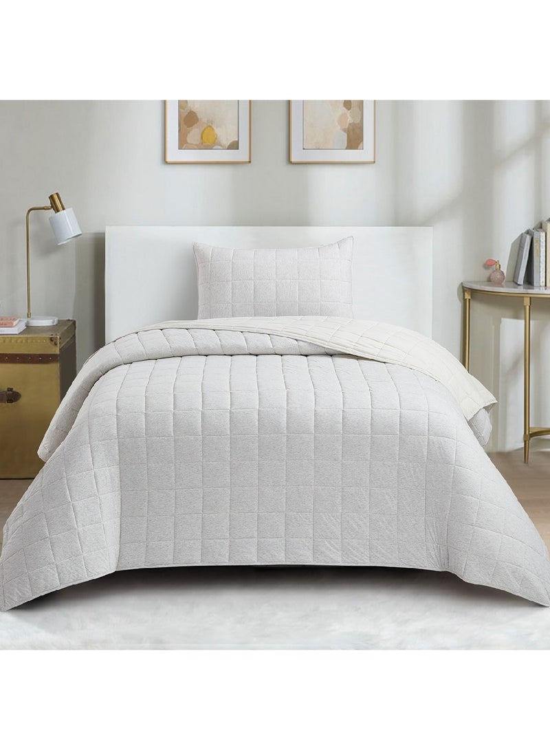 Home Box Knitnook Cotton Jersey 2-Piece Twin Summer Quilt Comforter Set 150 x 220 cm  - Image 2