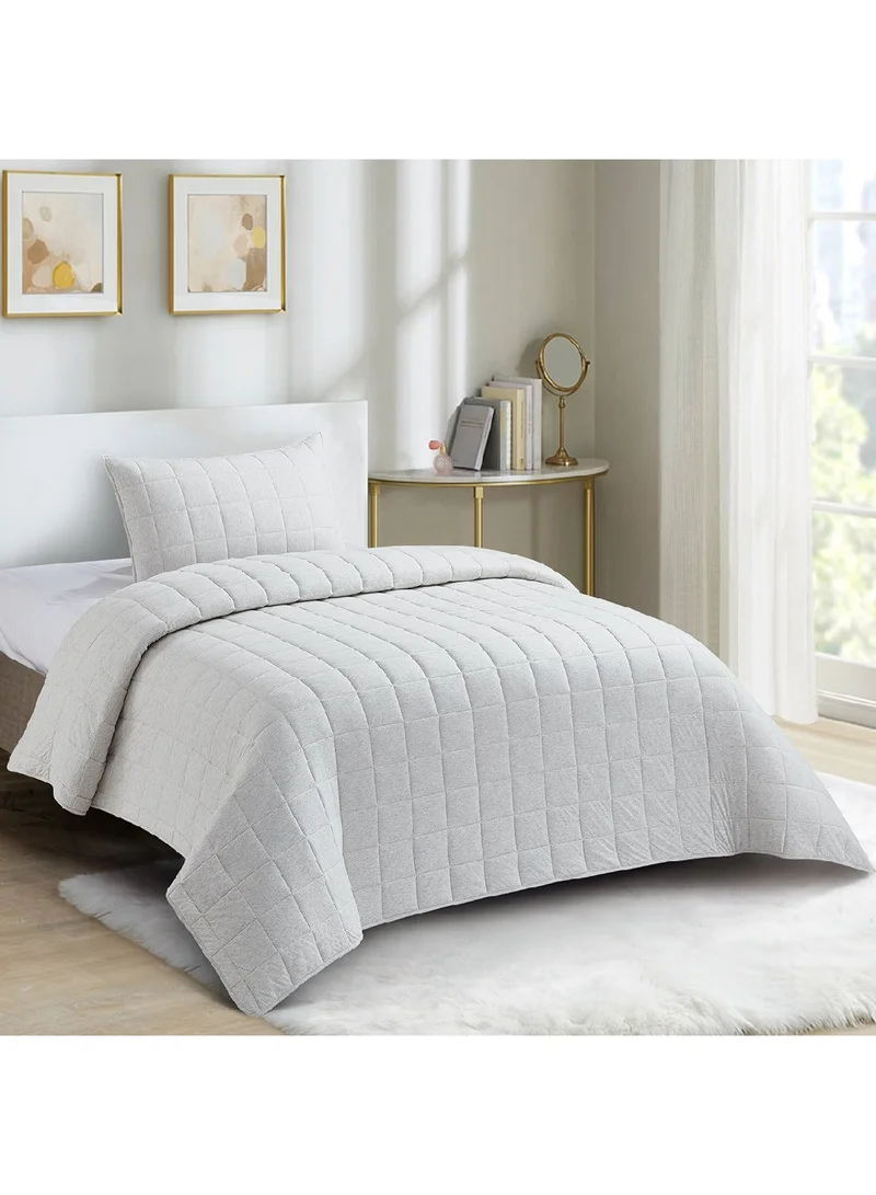 Home Box Knitnook Cotton Jersey 2-Piece Twin Summer Quilt Comforter Set 150 x 220 cm