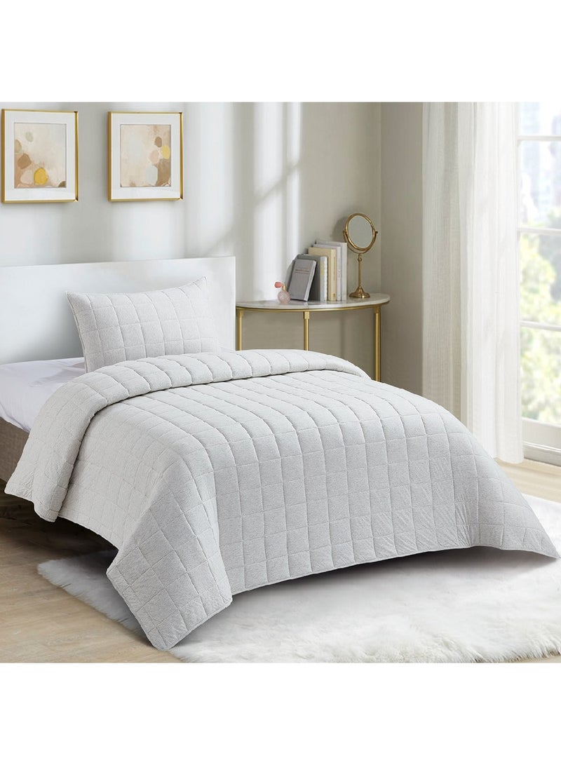Home Box Knitnook Cotton Jersey 2-Piece Twin Summer Quilt Comforter Set 150 x 220 cm  - Image 1