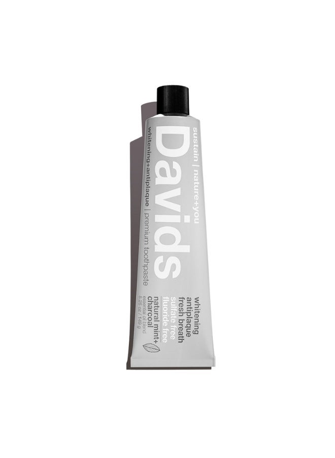 Davids Premium Whitening + Anti-plaque Toothpaste / Natural Mint + Charcoal 149g - Image 1
