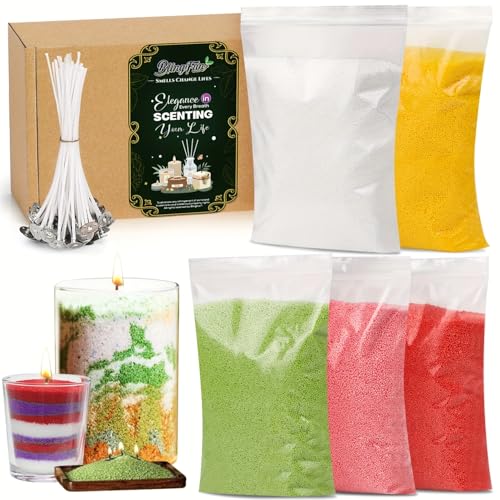 Blingfun 5 Color DIY Sand Wax Candle Making Kit – Refillable Pearled Wax with Candle Wicks, Scented Candle Supplies for Halloween, Christmas, Wedding, Home Decor (Sand Candle Craft Kit) - Image 1