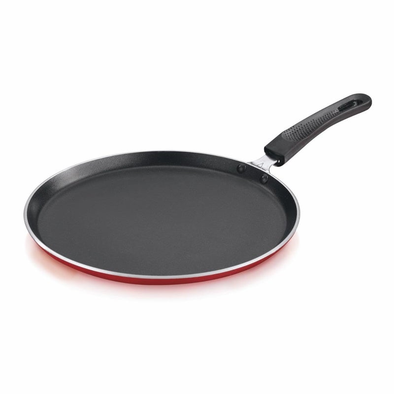 Shree VINAYAK Traders Non-Stick Dosa Tawa Pan, 30 cm, Red and Black, Flat Griddle with Ergonomic Handle  - Image 1