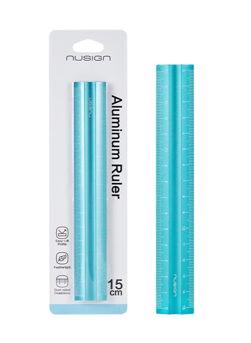 NUSIGN 1-Piece Aluminium Ruler With Dual Markings 15cm Blue - Image 1