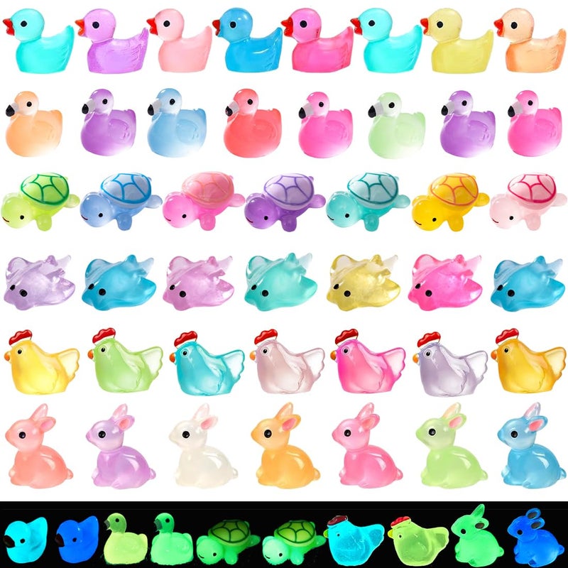 Purple Star Mini Resin Animals 50 Pack Mini Ducks Bunnies Flamingos Turtles Chicken Tiny Small Animals Figures Variety Pack Little Plastic Statue Miniature Figurines Fairy Garden Accessories Gifts Pink - Image 2