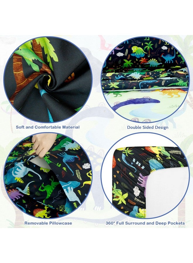 DAYEEBALL 4 Piece Toddler Bedding Set, Ultra Soft and Breathable Cartoon Dinosaur Toddler Comforter Sets for Boys Includes Quilted Comforter, Fitted Sheet, Flat Sheet and Pillowcase - Image 3