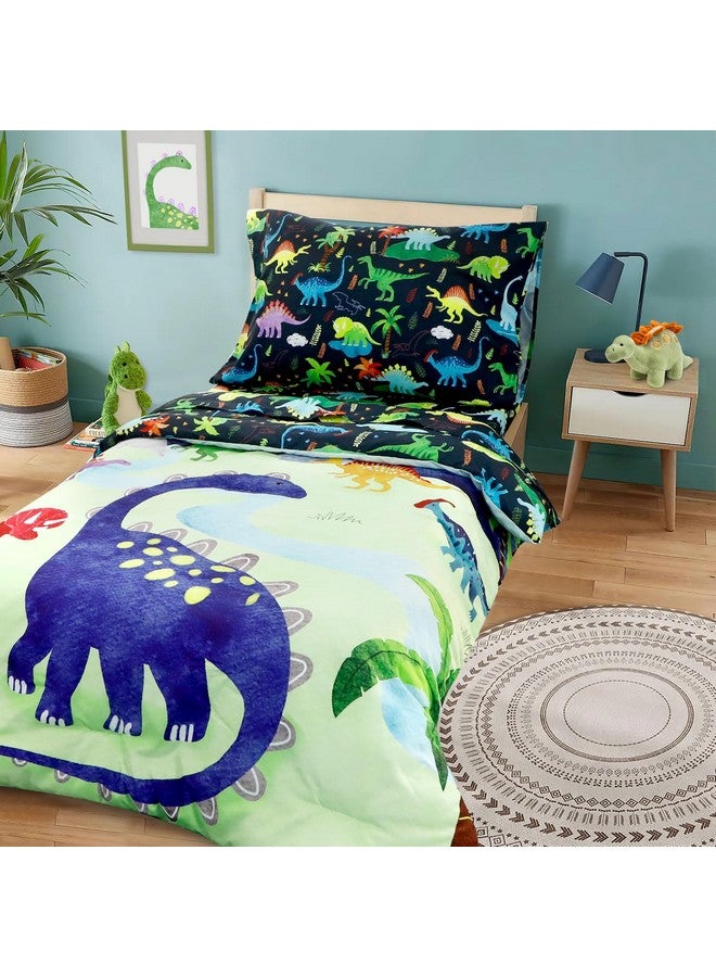 DAYEEBALL 4 Piece Toddler Bedding Set, Ultra Soft and Breathable Cartoon Dinosaur Toddler Comforter Sets for Boys Includes Quilted Comforter, Fitted Sheet, Flat Sheet and Pillowcase - Image 5