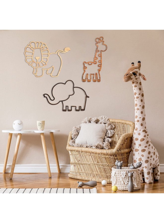Yulejo 3 Pieces Nursery Wall Decor Jungle Theme Nursery Decoration Wooden Woodland Safari Animal Wall Decor with Glue Points for Bedroom - Image 3