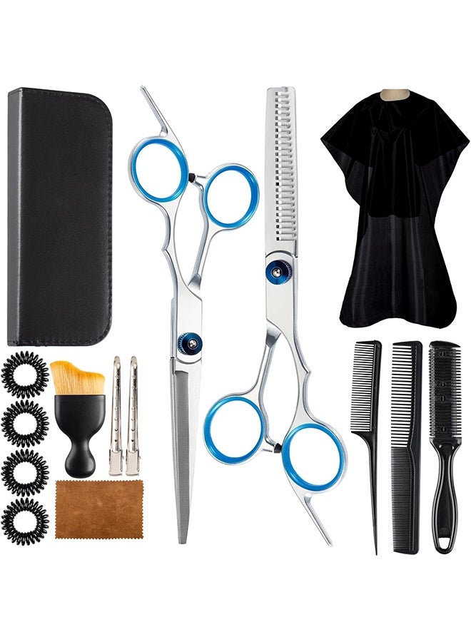Hair Cutting Scissors Shears Kits, 15 Pcs Professional Stainless Steel Hairdressing Shears Set Thinning Scissors for Barber/Salon/Home/Men/Women/Kids/Adults - Image 1